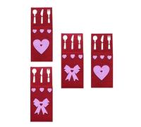 WWHJR Lot de 4 pochettes rectangulaires pour ustensiles de Saint-Valentin, organiseurs de couverts, accessoires de salle à manger, pochettes rectangulaires, mixte, Taille unique