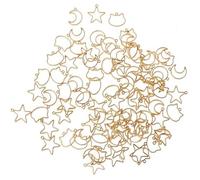 WWHJR Lot de 90 pendentifs géométriques creux à dos ouvert pour porte-clés en résine, fabrication de bijoux, cadre en métal époxy