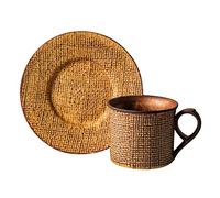 WWHJR Tasses à café de style européen avec soucoupe, lot de 2 pièces, poterie 2 couleurs au choix pour le lait chaud
