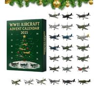 WWII Aircraft Advent Calendar 2025, 24 Days Christmas Countdown with Mini Warbirds, World War II Fighter Jets Ornaments, Surprise Gifts for Airplane Lovers
