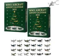 WWII Aircraft Advent Calendar, 24 Days of Iconic Warbirds, 2025 Handmade Miniature Christmas Fighter Countdown Calendar, with 24 Warbirds Models, for History Buffs, Airplane Lovers (2pcs)