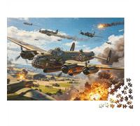 WWII Bomber Puzzles pour Personnes Âgées 1000 Pièces Recyclable Avro Lancaster Jigsaw Puzzles Accessoires de Jeu de Puzzle Impossible Difficile et Stimulant Activité 70x50cm/1000 Pièces