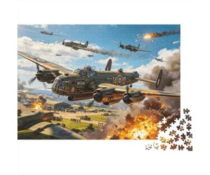 WWII Bomber Puzzles pour Personnes Âgées 1000 Pièces Recyclable Avro Lancaster Jigsaw Puzzles Accessoires de Jeu de Puzzle Impossible Difficile et Stimulant Activité 70x50cm/1000 Pièces