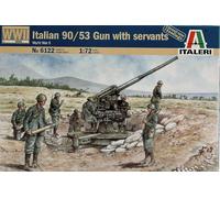WWII Italien 90/53 Gun With Serviteurs Figurine Plastique Kit 1:72 Model Italeri