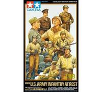 Wwii U.s. Army Infantry At Rest With Jeeptamiya 32552 U.s. Army 1/48 : 9 Figurin