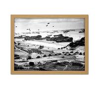 WWII War US Landing Ships Omaha Beach D-Day 1944 Photo Artwork Framed Wall Art Print 18X24 inch 2eme Guerre Mondiale Guerre Navire Plage Photographier Mur