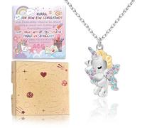 WWISTOA Cadeau de rentrée des classes pour fille 2025, sac d'écolier, contenu licorne, collier porte-bonheur avec carte de vœux, boîte cadeau pour fille de 5 à 12 ans