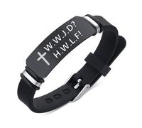 WWJD Bracelet en silicone avec inscription « What would Jesus Do Christian Faith » - HWLF « He would Love First Serenity » - Bracelet de rappel de la sérénité - Bijoux de protection - Réglable, Acier