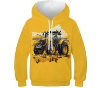 WWJLRLXTO Tracteurs Sweat-Shirt Imprimé 3D Drôle PulAmourr Véhicules de Construction Unisexe Hooded Enfants Cadeaux Ado 7-15 Ans 9-11Y