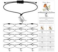 WWmily Lot de 24 bracelets rouge-gorge pour femme avec carte Robins Appear When Loved Ones Are Near Sympathy Remembrance Memorial Gifts