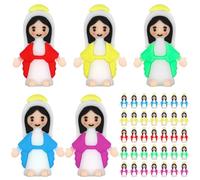 WWmily Lot de 30 mini figurines de la Vierge Marie en vrac - Figurines miniatures multicolores - Cadeaux religieux pour le dimanche de Pâques - Cadeaux de baptême