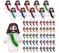 WWmily Lot de 50 mini figurines de Jésus Jésus vous aime religieux - Petites figurines miniatures en caoutchouc pour se cacher pour œufs de Pâques, dimanche, école, baptême, activités de fête