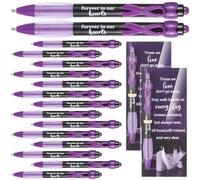 WWmily Lot de 50 stylos funéraires en vrac pour invités avec ruban de sensibilisation, cartes poèmes, célébration de la vie, condoléances, cadeaux de souvenir