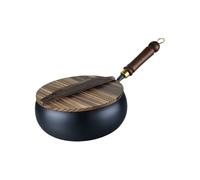 wwok chinois en fer forgé fait à la main de 28 cm - Poêle à frire sans revêtement pour une cuisine authentique, wwok à rond et profond Pour les sautés, fritures, grillades, les soupes et le