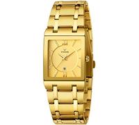 WWOOR Montre carrée pour homme en acier inoxydable avec date, étanche, analogique, à quartz, tendance, professionnelle, décontractée, 36B - Or, Mode/formel
