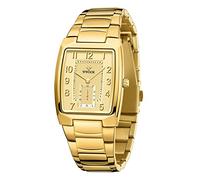 WWOOR Montre carrée pour homme en acier inoxydable avec date, étanche, analogique, à quartz, tendance, professionnelle, décontractée, C1-37-2-US-Gold, Classique