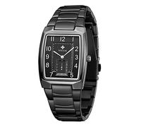 WWOOR Montre carrée pour homme en acier inoxydable avec date, étanche, analogique, à quartz, tendance, professionnelle, décontractée, C3-37-2-US-Noir, Classique