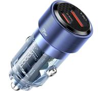 wwp-TOOCKI - Double Prise USB 75W, 1x USB-A et 1x USB-C PD 45W, pour Prise 12V/24V Voiture, Design Transparent, Charge Protégée, Compatible iPhone, Samsung, iPad, MacBook, Galaxy, Nintendo Switch