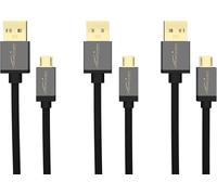 Wwp-\U2013 3x 1,5m Câble De Chargement/De Données Micro Usb (Usb 2.0, Câble De Charge Et Synchro, Nylon, Noir)