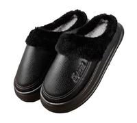 WWPMNQD Pantoufles pour hommes Chaussons d'hiver for hommes, massage, mousse à mémoire de forme, doux, chauds, intérieurs, antidérapants, confortables, grande taille(Black,44-45)