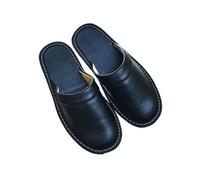 WWPMNQD Pantoufles pour Hommes Pantoufles en Cuir Bon Marché for Hommes, Chaussures D'intérieur, Grande Taille 47-48, Mules for Hommes, Pantoufles Fermées, Chaussures De Couple Unisexes(Black,41-42)