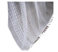 WWPMNQD Rideaux à Volants Curtains Lace Semi-Sheer Hollow Knitted Handmade Tassels Rod Pocket Window Rustic Farmhouse Drapes for Living Room Bedroom(White,W150xH160cm)