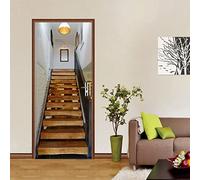 WWQAYZ Sticker porte Trompe L'oeil Escaliers Papier Peint 3D porte Poster 88x200 cm