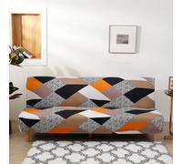 WWQQKJ Housse de canapé Clic Clac Extensible 3 Places sans Bras Housse de canapé élastique Spandex Housse de canapé Universelle Protecteur de canapé-lit(Geometria Arancione)