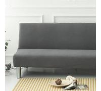 WWQQKJ Housse de canapé sans accoudoirs, Couleur Unie, 2/3 Places, Extensible, résistante aux Taches, for canapé-lit, Lavable, antidérapante, Pliable, clic-clac(Dark Gray,120-150cm)