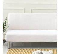 WWQQKJ Housse de canapé sans accoudoirs, Couleur Unie, 2/3 Places, Extensible, résistante aux Taches, for canapé-lit, Lavable, antidérapante, Pliable, clic-clac(Bianco,120-150cm)