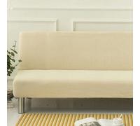 WWQQKJ Housse de canapé sans accoudoirs, Couleur Unie, 2/3 Places, Extensible, résistante aux Taches, for canapé-lit, Lavable, antidérapante, Pliable, clic-clac(Beige,160-190cm)