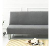 WWQQKJ Housse de canapé sans accoudoirs, Couleur Unie, 2/3 Places, Extensible, résistante aux Taches, for canapé-lit, Lavable, antidérapante, Pliable, clic-clac(Grey,190-230cm)