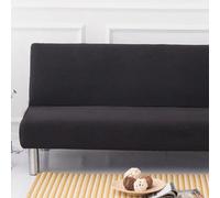 WWQQKJ Housse de canapé sans accoudoirs, Couleur Unie, 2/3 Places, Extensible, résistante aux Taches, for canapé-lit, Lavable, antidérapante, Pliable, clic-clac(Black,160-190cm)