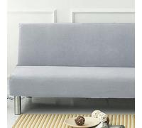 WWQQKJ Housse de canapé sans accoudoirs, Couleur Unie, 2/3 Places, Extensible, résistante aux Taches, for canapé-lit, Lavable, antidérapante, Pliable, clic-clac(Argento,120-150cm)