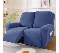 WWQQKJ Housse de Fauteuil inclinable, Housse Extensible for Fauteuil inclinable électrique avec Poches, Housse Universelle électrique avec accoudoirs(Blu,2 Posti)