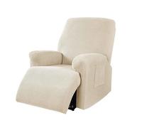 WWQQKJ Housse de Fauteuil Jacquard Extensible for Fauteuil inclinable Relaxant avec Poches Protecteur de canapé(Panna)