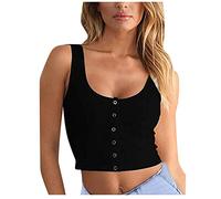 WWricotta 2022 Nouveau DéBardeur Femme - Col Rond Sexy Col V Crop Top Debardeurs Femme Sexy Fitness Doux Confortables DéBardeur Noir pour Tenue Quotidienne De Femmes Filles