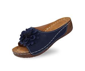 WWricotta Ces élégantes Chaussures compensées à Bout Ouvert pour Femmes, avec Dessus en Cuir et Chaussons Fleuris, sont des Chaussures Confortables et Pleines de tempérament.35/1