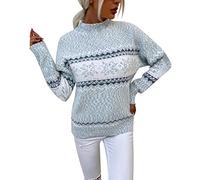 WWricotta Chandail de Flocon de Neige de Noël pour Femmes à col roulé Pull en Tricot de Vacances Vintage Femmes Blanches Combinaisons Élégantes (Blue, XL)