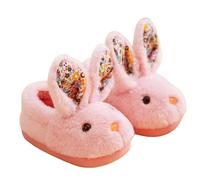WWricotta Chaussons Lapin Filles Automne Hiver Semelle Plate Doux Chaud Unie Gris