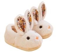 WWricotta Chaussons Lapin Filles Automne Hiver Semelle Plate Doux Chaud Unie Gris