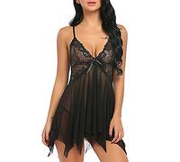 WWricotta Chemise De Nuit en Lingerie - Tenue Erothique Sexy Lingerie Nuisette Babydoll Porte Jarretelle Sexy Ensemble Lingerie Pas Cher Lingerie Femme Classe sous Vetements Feminins Sexy