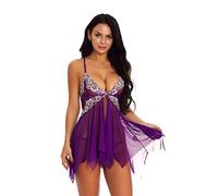 WWricotta Chemise De Nuit en Lingerie - Tenue Érotique Sexy Nuisette Babydoll Porte-Jarretelle Ensemble Pas Cher Femme Classe Sous-Vêtements Féminins