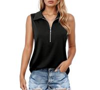 WWricotta Débardeurs et caracos légers pour femmes pour un usage quotidien. Design élégant à fermeture éclair avec col, parfait pour la garde-robe du printemps et de l'été./A