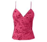 WWricotta Débardeurs et hauts d'été légers pour femmes, parfaits pour les vacances et les tenues décontractées, avec des détails transparents et des paillettes, parfaits pour la mode printemps-été/A