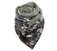 WWricotta Écharpe pour Femme Halloween Hiver imprimé tête de Mort Bouton Enveloppement Doux décontracté Chaud écharpes châles Écharpe Anniversaire Enfant 5 Ans Chiot Identification Cadeau Pas Cher