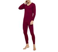 WWricotta Ensemble de sous-vêtements Thermiques en Coton pour Hommes, col Rond, vêtements et Pantalons Fins, Chemise à Bascule, Automne Pantalon Carreaux Rouge Homme Pantalon De Pyjama pour Couples