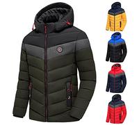 WWricotta Essentials Men's Parkas Warm Winter Full Zipper Windproof Faux-Fur Trim Detachable Hood Snow Jacket with Zipperd Pocket (Army Green, L)