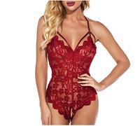 WWricotta Femmes Sexy Lingerie Babydoll - Nuisette Femme Sexy Hot Body Ouvert Entrejambe Body Ouvert Body Dentelle Femme Night Wear Sleepwear Dentelle Intimes Sexy