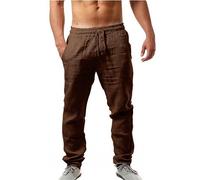 WWricotta Homme Pantalon Lin Ete Grande Taille Pantalon Decontracte avec Poches Cordon Ample de Plage Léger Respirant Yoga Pants 2025